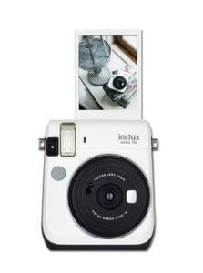 Fujifilm Instax Mini 70 Kamera (inkl. Batterien und Trageschlaufe) Sofortbildkamera weiß - Polaroid