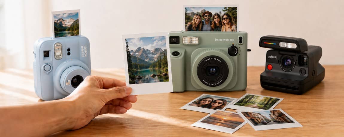 Digitale und analoge Polaroid Kamera im Test Sofortbildkamera Test und Polaroid Kamera Test